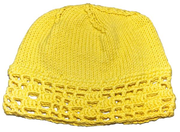 Hand knitted baby cap in yellow with a head circumference 42 cm 16,54 inch